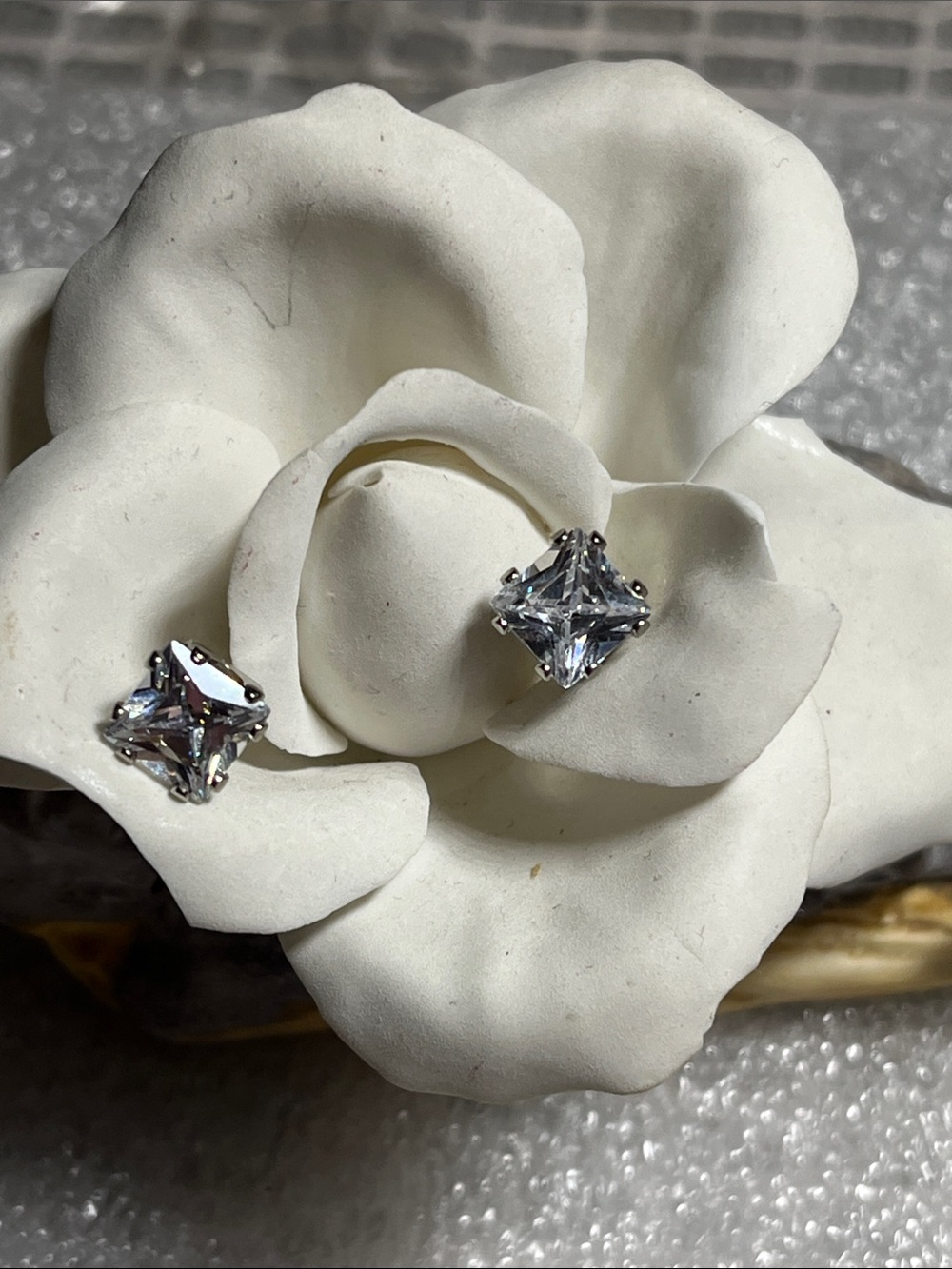 liberty Clear Square-Cut Crystal Stud Earrings